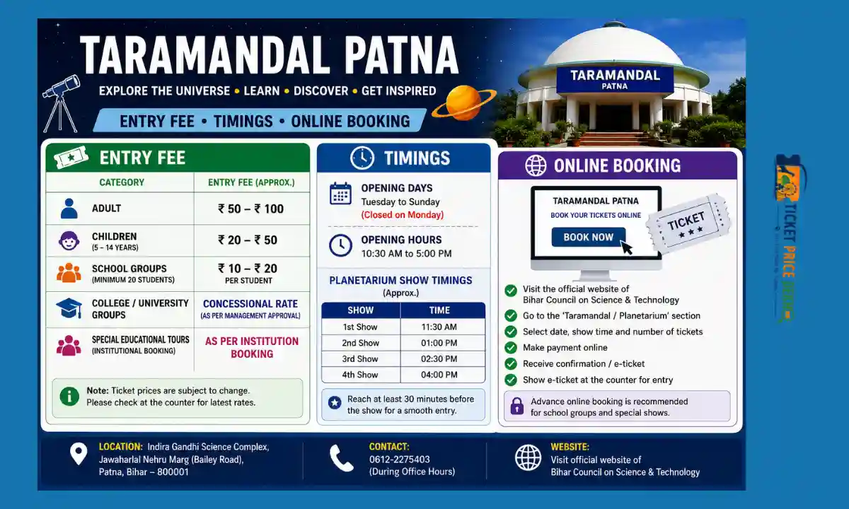 Taramandal Patna Ticket Price